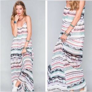 Show Me Your MuMu Striped Pastel Maxi Dress - White, Pink, Mint, Black